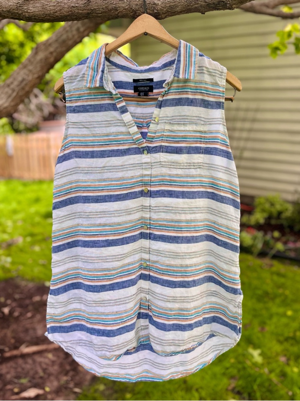 Minimalist Striped 100% Linen Shirt Medium | Old Money Lagenlook Beach Resort